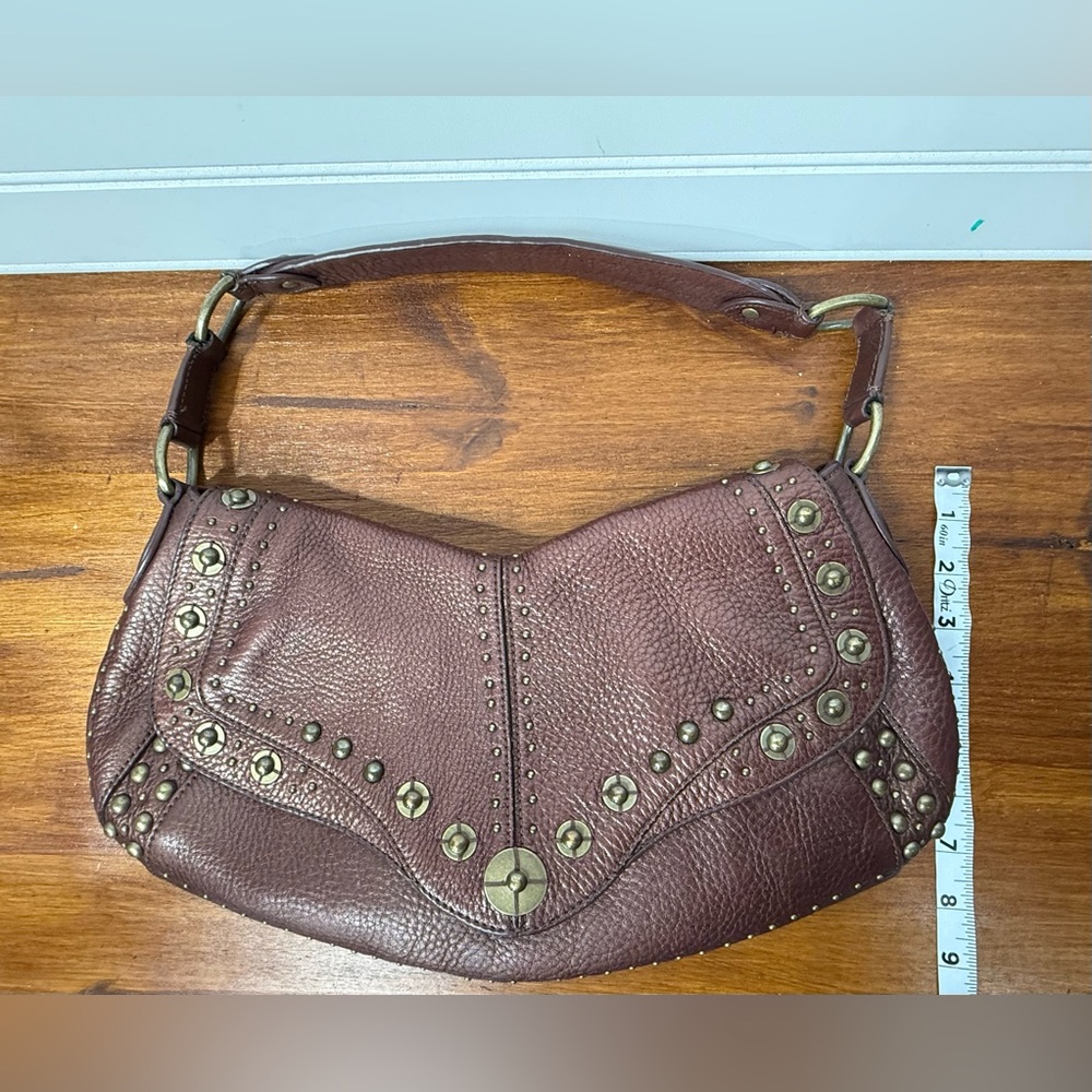 Y2K Cole Haan brown pebbled leather Village Paillette hobo shoulder bag purse. - Picture 5 of 14